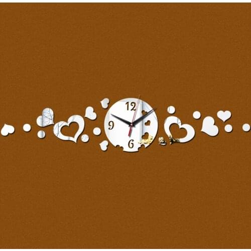 Hot sale acrylic wall clocks hot 3d beautiful art modern design mirror hot sale sticker promotion decor