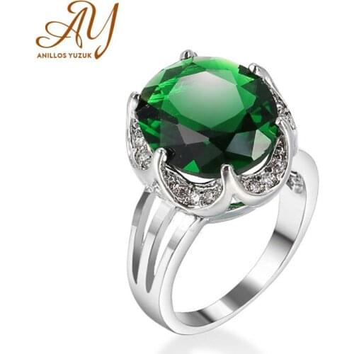 Anillos Yuzuk Green Created Oval Emerald Real 925 Sterling Silver Vintage Ring For Women Silver Engagement Brand Fine Jewelry