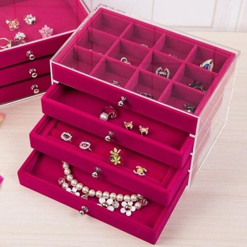 High Level Velvet Jewelry Display Tray Bracelet Holder Necklace Ring Earring Box Jade Pendant Stand Jewelry Storage Organizer