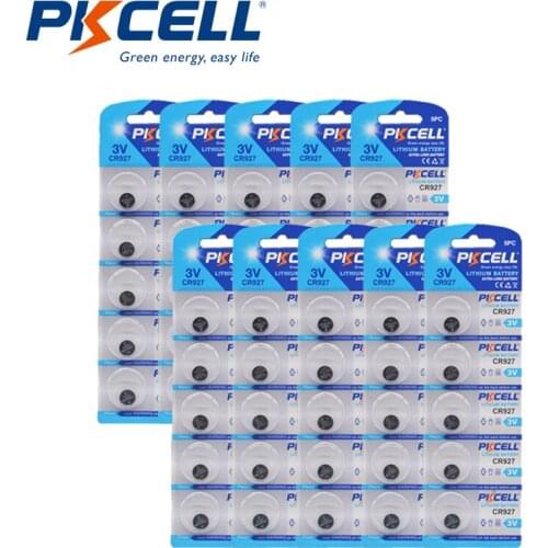 50pcs PKCELL CR927 3V Lithium Button Battery BR927 ECR927 5011LC CR 927 DL927 Cell Coin Batteries For Watch Electronic Toy