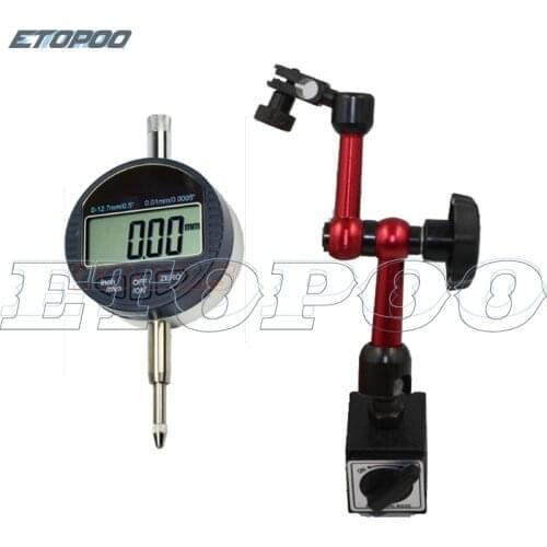 2Pcs /Set Digital Dial Indicator 0-12.7mm/0.5'' 0.01 With Mini Magnetic Base Holder Gauge Caliper Measuring Tools