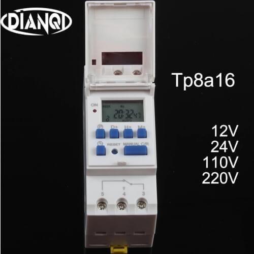 Tp8a16 Timer switch din rail Mount digital weekly programmable electronic microcomputer 220V 110V30A 12V 24V 48V bell ring relay