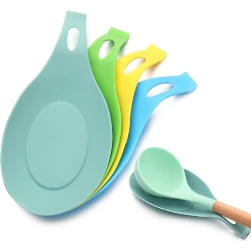 Colorful Silicone Heat Resistant Spoon Shelf Rest Utensil Spatula Holder Gadget Kitchen Storage Tool Scoop Bracket Stand