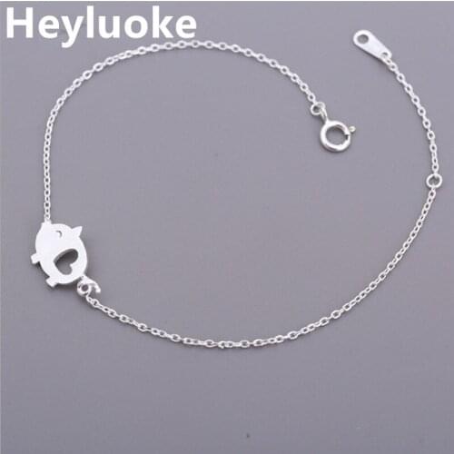 HEYLUOKE Exquisite Creative Handmade Jewelry Bracelets Drawing Small Cute Pig Lovely Female Hollow Bracelets