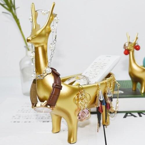Creative Resin Simulation Deer Storage Box Cute Animal Key Snack Sundries Storage Box Living Room Porch Crafts Home Decoration