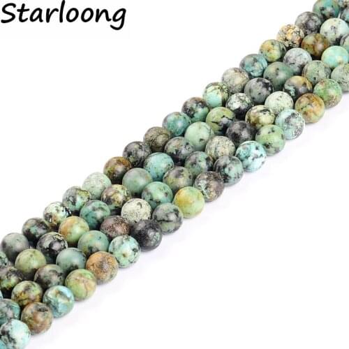 Natural Stone Round African Turquoises Howlite Loose Strand Beads Size 15.5inch for DIY Jewelry Making Necklace Bracelet 4-12mm