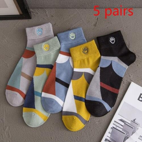 Fashion Casual Art Color Matching Mens Middle Tube Socks For Spring Autumn Breathable Cotton Man Funny Gifts Set Pack Crew Sox