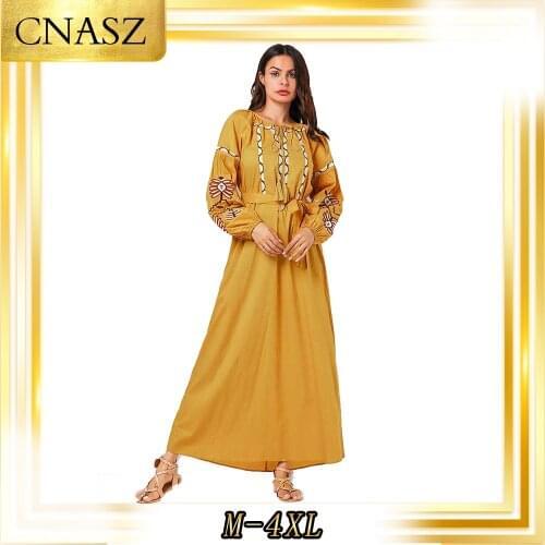 Muslim Dress Islamic Clothng Moroccan Kaftan Gown Fashion Simple Large size womens Arabic Abaya Femme Dress