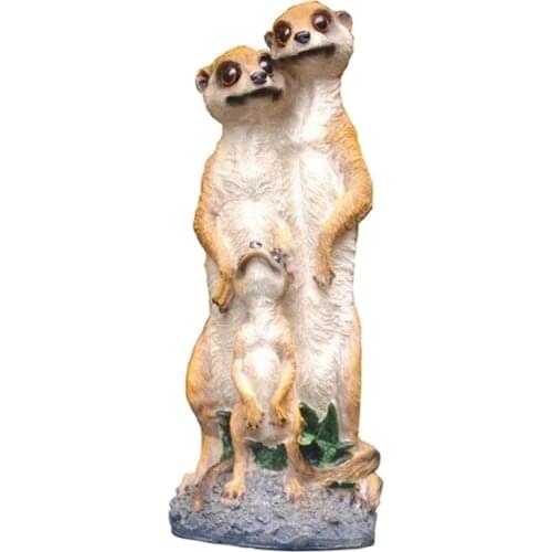 Lovely Mongoose Sculpture Set Ornament Figurine Statue Balcony Park Decor
