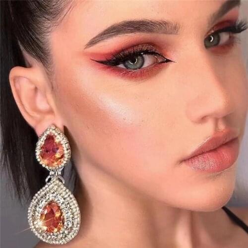2021 new trend shining Rhinestone Drop Pendant womens Earrings Round Earrings wedding party fashion jewelry accessories