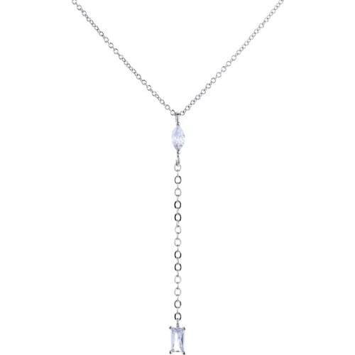 New Shiny Cubic Zircon Tassel Pendants Necklaces for Women 925 Sterling Silver Jewelry Simple Geometric Clavicle Chain Necklace