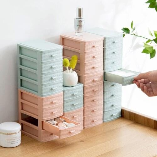 Plastic Makeup Organizer Mini Desktop Storage Box Cosmetic Drawer Organizer Jewelry Box Cotton Swabs Stick Storage Case Holder