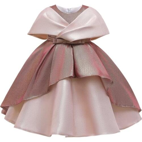 2 ways wear Court style Baby Girls Dresses Party Formal Evening Gown Silk Shawl Dress Flower Girl Clothes Children Clothing