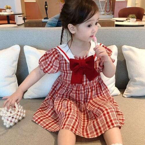 College Style Girl Dresses 2021 Children Summer Plaid Dress Vestido Infantil Kids Dresses For Girls Sukienki Dla Dziewczynek