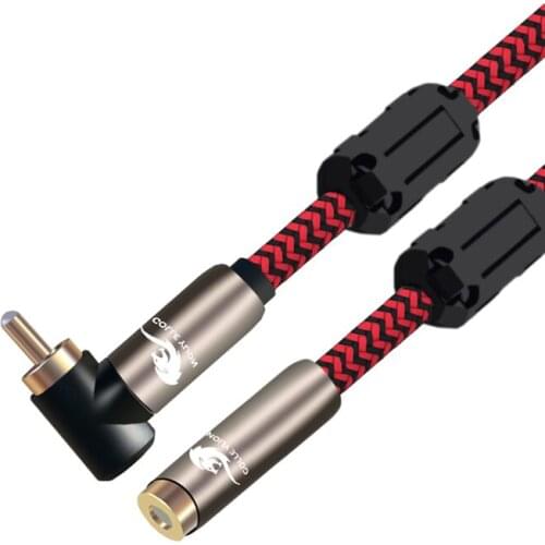 Hifi RCA Extension Cable for Amplifier Speaker Subwoofer Angle RCA Phono Male to Female Audio Cable Gold Plated 1M 2M 3M 5M 8M