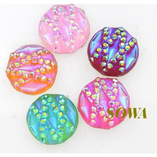 Free Shipping 24pcs/lot Size 12mm Multi Color Round Shape Flatback Scrapbooking for phone/wedding AB Resin Beads