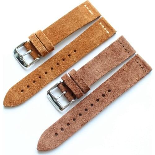 Hand-turned Fur Strap 16 18 19 20 21 22MM Vintage Soft Leather Male Female Universal Replacement Watch strap Bands