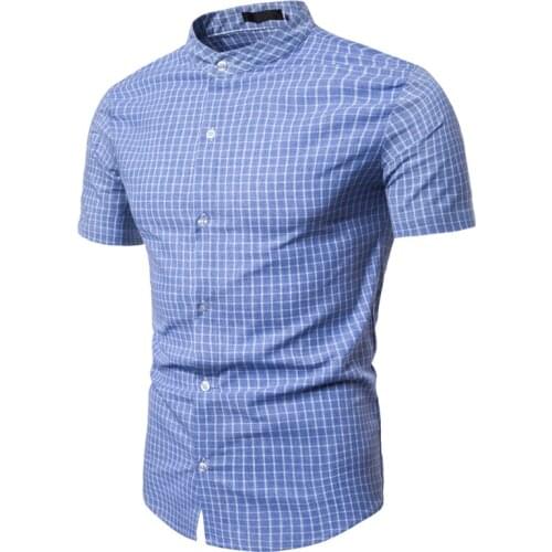 2020 New Summer Mens Short Sleeve Cotton Linen Shirts Casual Striped Short Sleeve Shirts Regular Mens Clothing Fashion