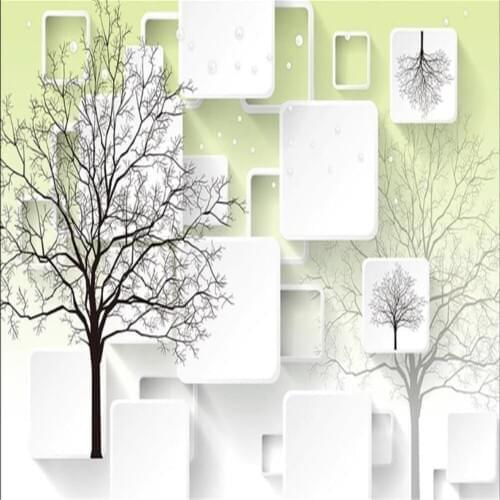 Hand painted 3d stereo elegant green abstract tree wallpapers frame TV background wall 3d wallpapers
