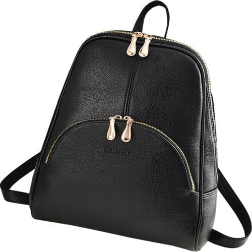 PU Women School Backpacks Ladies Backpack Fashion Travel Backpack for Female Bags Solid Color School Bags for Teenage Girls Bags