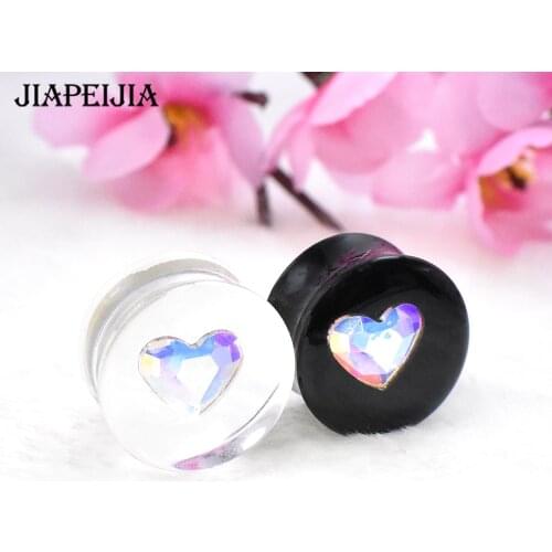 6-30mm Colorful Heart Ear Tunnels Gauge and Plugs Stretcher Acrylic Ear Expander Piercing Earring