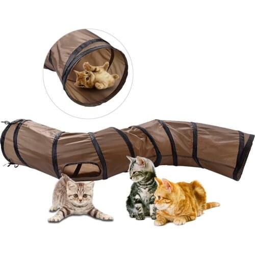 Folding S-shaped Cat Tunnel Tent Pet Curving Tunnel Toys Pet Boredom Toys Collapsible Runway For Cats Kitty Playing