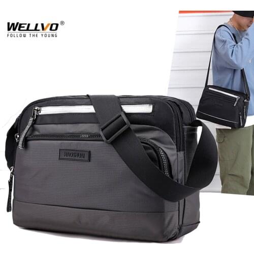 Mens Crossbody Bag Messenger Bags Male Waterproof Nylon Casual Satchel Shoulder School Boys Bags Handbag Small Briefcase XA1C