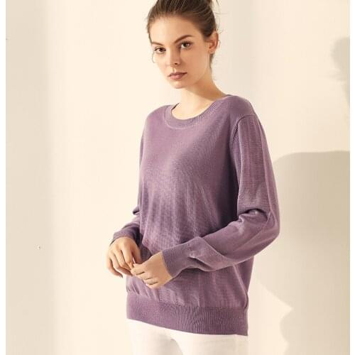 85%Mulberry Silk 15% Cashmere Sweaters for women Plus size Long sleeve Knit top women Winter warm sweater pullovers 48S Yarn