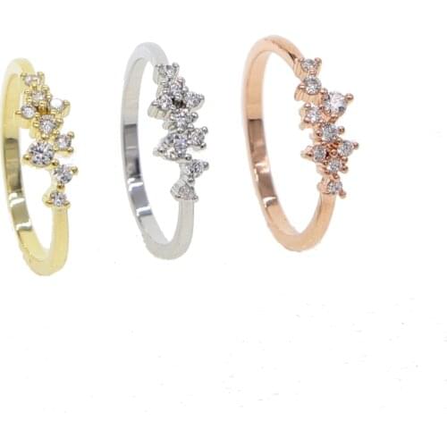 High quality cz cluster simple ring sparking bling cubic zirconia gold,rose gold,silver color fashion high quality CZ ring