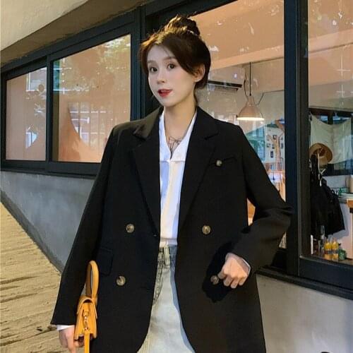 British style suit coat womens 2021 spring and Autumn New Korean style suit retro Hong Kong Style Long Sleeve Top