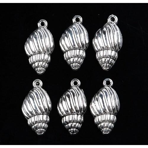 Tibetan Silver Color, 10PCS Zinc Alloy Conch Shaped Metal Pendant, Charms for Jewelry Making, Handmade DIY Earring Accessories