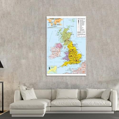 100*150cm The United Kingdom Political Transportation Map In French Wall Poster Vinyl Canvas Painting School Supplies Home Decor