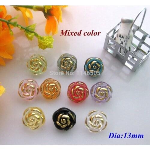 120pcs/lot 13MM MIXED acrylic coat button rose sweater for sewing buttons carving botoes scrapbooking products