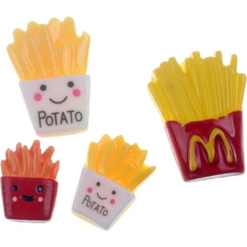 20pcs Mixed Fake Cute Resin French Fries Decoration Crafts Flatback Cabochon Embellishments For Scrapbooking Accessories