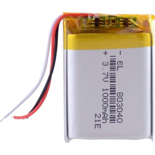 3wires 3.7V 1000mAh 803040 Li-Polymer Rechargeable Lithium Li-ion Battery For Toy Recorder GPS MP3 MP4 Glasses Navigator