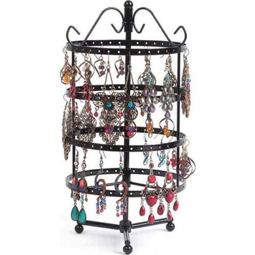 4 Tiers Rotating Earring Holder Organizer Jewelry Stand Display Rack Towers