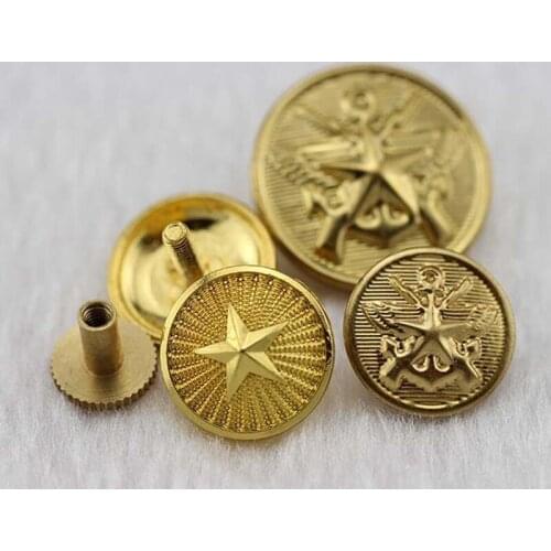 5pcs / Bags High Quality Fashion Dress Badges Screw Cap Buckle Uniform Button Golden Student Five-pointed Star Button