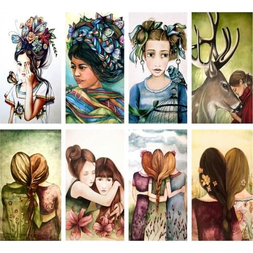 5D DIY Diamond Painting Cartoon Girl Picture Full Round Drill Embroidery Mosaic Woman Wearing Flowers Cross stitch Home Decor