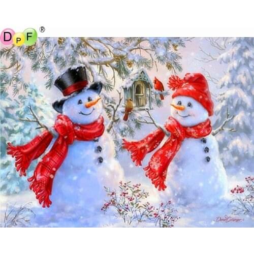 DPFdiamond painting cross stitch Winter snowman DIY full square diamond embroidery mosaic home decor gifts kits handwork scenery