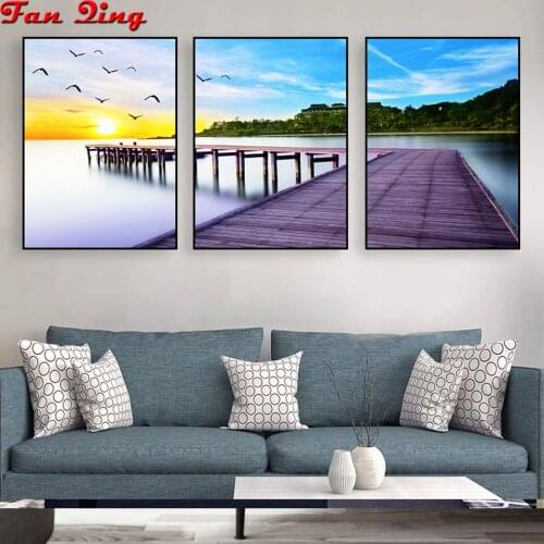 Diamond Painting Full Square Seaside Diamond Embroidery Sale sunrise Landscape Rhinestones Art Bead Picture Kits Home Decor