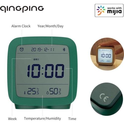 Qingping Temperature Humidity Sensor Smart Home Control Alarm Clock Screen Adjustable Nightlight Thermometer Work With Mijia APP