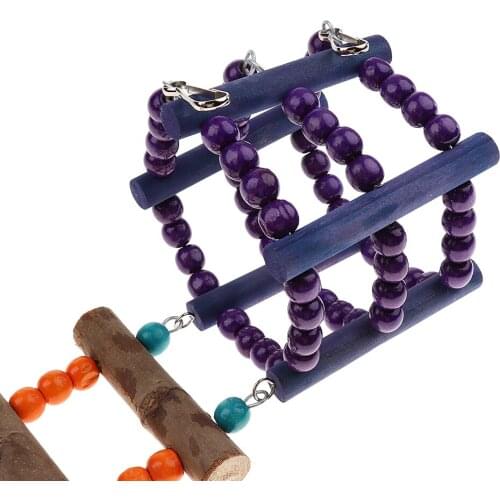 Wooden Ladder Toys Swing Bridge for Parrot Cockatiel Parakeets