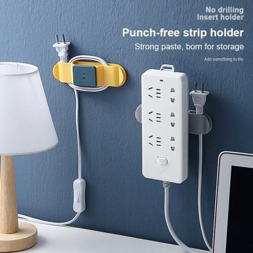 Power Strip Holder Desktop Socket Holder Fixator Wall-Mounted Cable Wire Organizer Remote Holder Hook Organizer