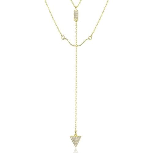 925 Silver Trend Double Clavicle Chain Creative Goddess Sweet and Romantic Cupid Arrow Necklace Valentines Day Gift