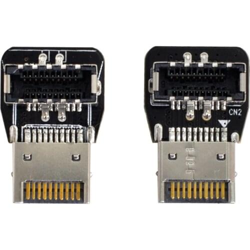 Jimier 2pcs USB 3.1 Type E Front Panel Header Male to Female Type-E Motherboard Extension Data Adapter
