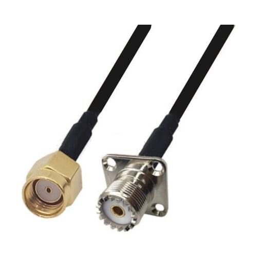 RG58 Cable RP-SMA Male to UHF SO239 Female 4 Hole Flange Panel Mount Connector WiFi Antenna Extension Pigtail jumper cable