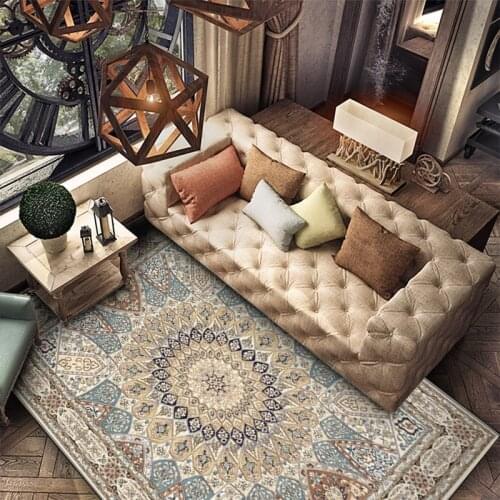 Classic Flower Pattern Printed Ethnic Style Carpet Soft Carpets For Living Room Anti-slip Rug Floor Mat Doormat
