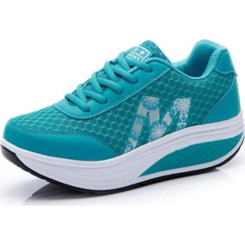 Women Breathable Toning Shoes Heighten Platform Wedge Fitness Slimming Shoes Spring Autumn Lose Weight Swing Sneakers Zapatillas