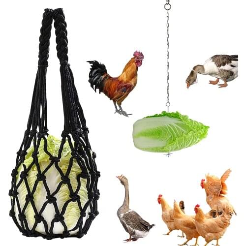 Hen Bird Hanging Feeders Easy Use Vegetable Nylon Mesh Bags Skewer Food Fruit Holder Feeding Pendants Relieve Pressure