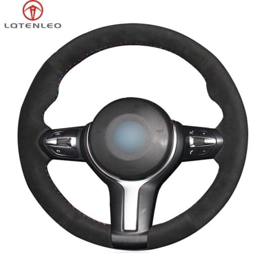 LQTENLEO Black Suede Car Steering Wheel Cover for BMW (M Sport) 6 Series 640i 650i F12 F13 (Coupe) F06 2013-2018